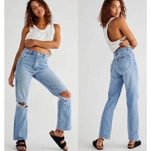 ROLLA'S Original Straight Leg City Worn G'Day Mate High Rise Distressed Jeans - Picture 1 of 8